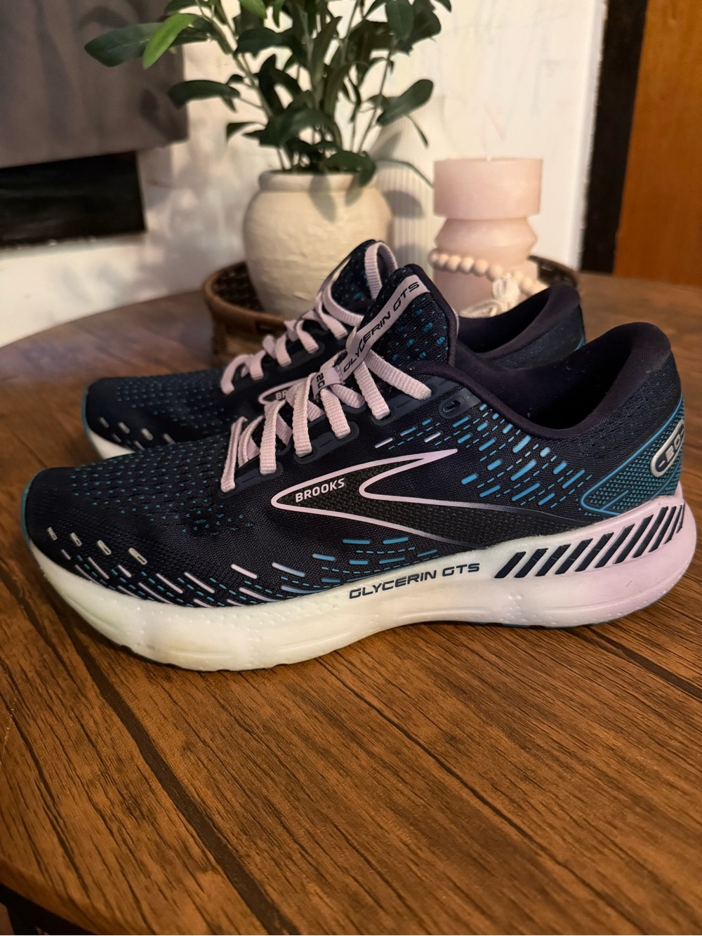 Brooks Glycerin GTS Women's Running Shoes - Navy with Pink Accents